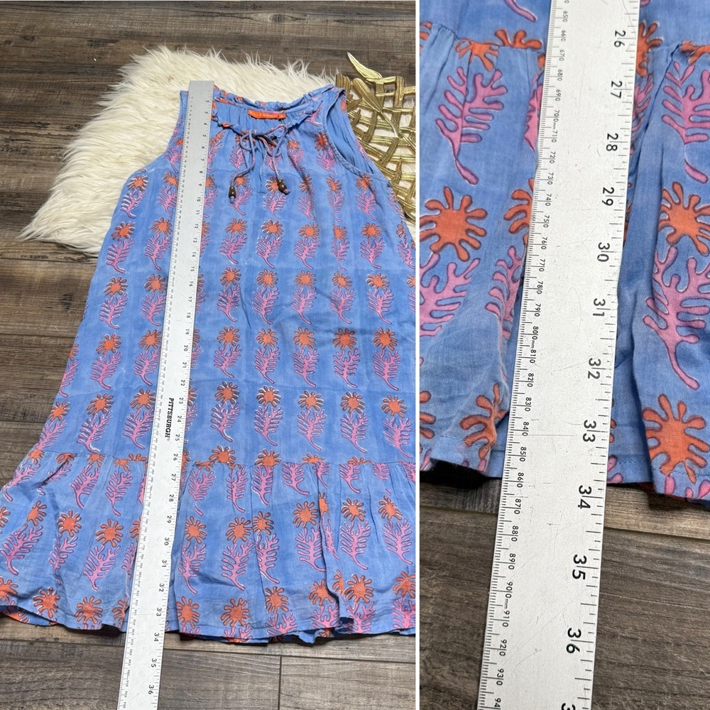 Oliphant Floral Blue and Orange Sleeveless Dress - Picture 10 of 11